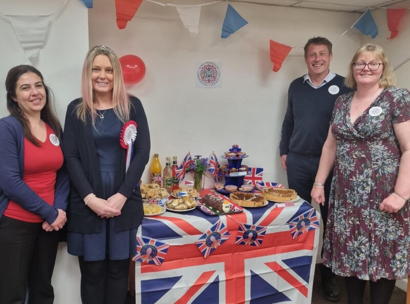 Picture of Kings team enjoying a traditional British Buffet Coronation Lunch