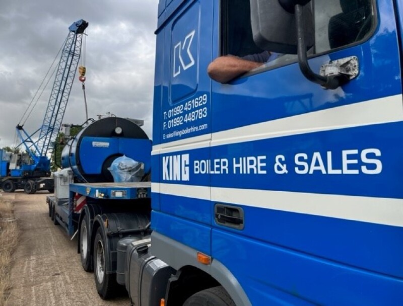 Picture of a boiler being delivered